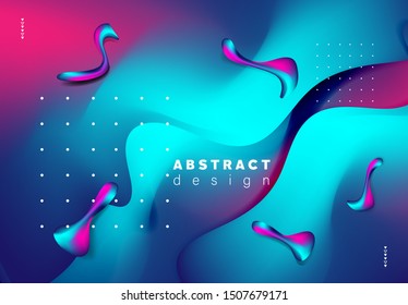 Abstract futuristic fluid fashion design. Modern geometric shape for banner, poster, cover, card with dot, circle, triangle. Art design wave splash. Vector illustration 