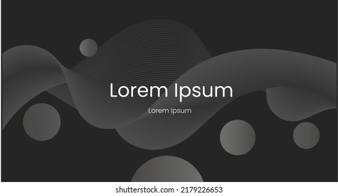 Resumen de diseño de movimiento futurista y fluido de fondo de fondo de papel pintado en blanco y negro. Plantilla para banner de medios sociales con líneas onduladas, círculos y formas. Ilustración vectorial.