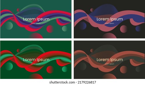 Resumen conjunto de fondo de fondo de fondo de diseño de movimiento futurista y fluido. Plantilla para banner de medios sociales con líneas onduladas, círculos y formas. Ilustración del vector