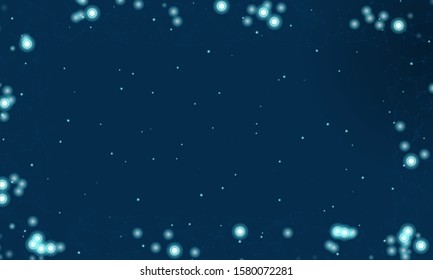 Abstract futuristic frame on the technology of molecules with dots and lines on a  dark blue background with some. With several luminous elements. Digital Technology Concept Vector Design