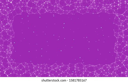 Abstract futuristic frame on the technology of molecules with dots and lines on a  purple background. Digital Technology Concept Vector Design