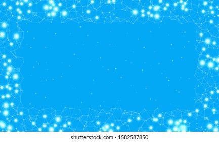 Abstract futuristic frame on the technology of molecules with dots and lines on a  light blue background with some. With several luminous elements. Digital Technology Concept Vector Design