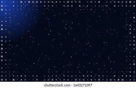 Abstract futuristic frame on the technology of white molecules with dots and circles. Vector illustration on blue background with stars