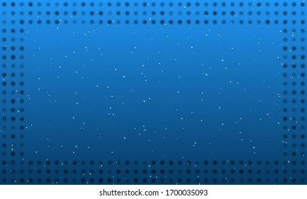 Abstract futuristic frame on the technology of black molecules with dots and circles. Vector illustration on blue background with stars