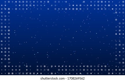 Abstract futuristic frame on the technology of white molecules with dots and circles. Vector illustration on blue background with stars