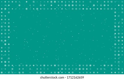 Abstract futuristic frame on the technology of white molecules with dots and circles. Vector illustration on teal background with stars