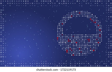 Abstract futuristic frame on the technology of white dots and circles. On the right is a half circle filled with dots. Vector illustration on indigo background with stars