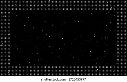 Abstract futuristic frame on the technology of white molecules with dots and circles. Vector illustration on black background with stars