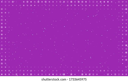 Abstract futuristic frame on the technology of white molecules with dots and circles. Vector illustration on purple background with stars