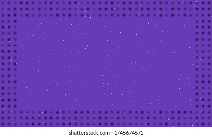 Abstract futuristic frame on the technology of black molecules with dots and circles. Vector illustration on deep purple background with stars