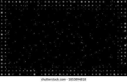 Abstract futuristic frame on the technology of white molecules with dots and circles. Vector illustration on black background with stars