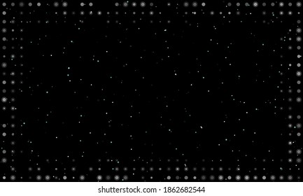 Abstract futuristic frame on the technology of white molecules with dots and circles. Vector illustration on black background with stars