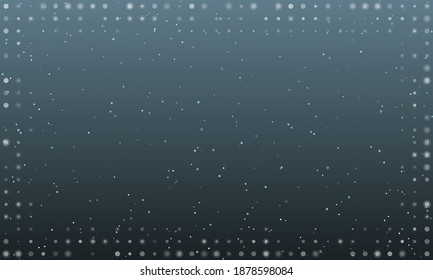 Abstract futuristic frame on the technology of white molecules with dots and circles. Vector illustration on blue grey background with stars