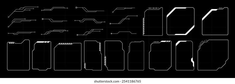 Abstrakter futuristischer Rahmenumriss setzt Elemente Vektor. UI, GUI, Grafikformkollektion KIT Tech.