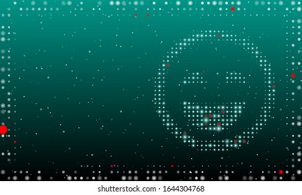 Abstrakter futuristischer Rahmen aus weißen Punkten und Kreisen. Rechts ein lächelndes Gesicht mit weißen Punkten. Einige Punkte sind heller. Vektorillustration auf Teelichboden mit Sternen