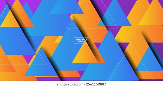 Abstract futuristic geometric background with bright blue gradient triangle shapes background design overlapping each other. Orange triangle shape pattern. Vector eps10