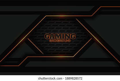 Abstract futuristic geometric black and orange gaming background with modern esport shapes. Vector design template technology concept can use element game banner, sport poster, cyber wallpaper, web