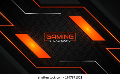 Abstract Futuristic Geometric Black And Orange Gaming Background With Modern Esport Shapes. Vector Design Template Technology Concept Can Use Element Game Banner, Sport Poster, Cyber Wallpaper, Web