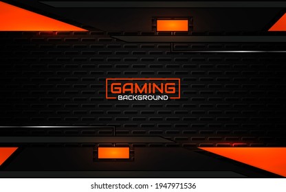 Abstract futuristic geometric black and orange gaming background with modern esport shapes. Vector design template technology concept can use element game banner, sport poster, cyber wallpaper, web