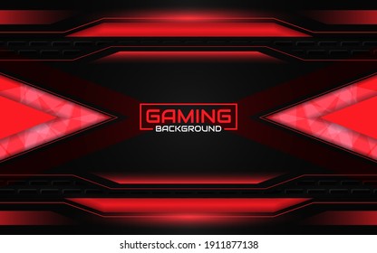 Abstract futuristic geometric black and red gaming background with modern esport shapes. Vector design template technology concept can use element game banner, sport poster, cyber wallpaper, web