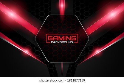 Abstract futuristic geometric black and red gaming background with modern esport shapes. Vector design template technology concept can use element game banner, sport poster, cyber wallpaper, web