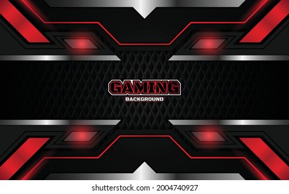 Abstract futuristic geometric black and red gaming background with modern esport shapes. Vector design template technology concept can use element game banner, sport poster, cyber wallpaper, web