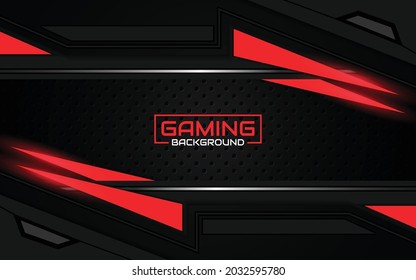 Abstract futuristic geometric black and red gaming background with modern esport shapes. Vector design template technology concept can use element game banner, sport poster, cyber wallpaper, web