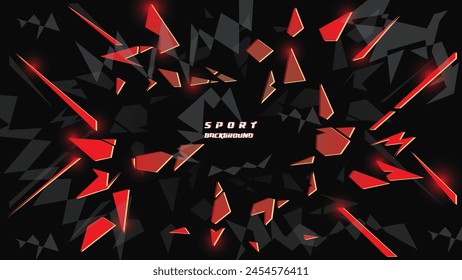 Abstract futuristic geometric black and red background with modern shapes. design template technology concept suitable for game banner, olympic sport poster, cyber wallpaper