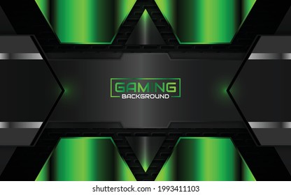 Abstract futuristic geometric green and red gaming background with modern esport shapes. Vector design template technology concept can use element game banner, sport poster, cyber wallpaper, web