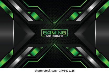 Abstract futuristic geometric green and red gaming background with modern esport shapes. Vector design template technology concept can use element game banner, sport poster, cyber wallpaper, web