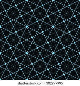 Abstract futuristic geometric pattern. Seamless vector background. Luminous net on a black background.