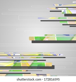 Abstract futuristic geometric shapes, dynamic illustration.