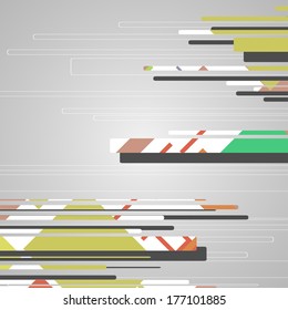 Abstract futuristic geometric shapes, dynamic illustration.