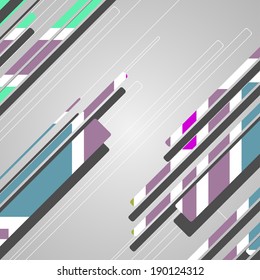 Abstract futuristic geometric shapes, dynamic illustration.