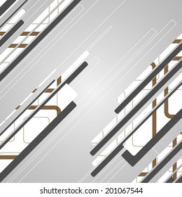 Abstract futuristic geometric shapes, dynamic illustration.