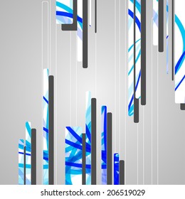 Abstract futuristic geometric shapes, dynamic illustration.