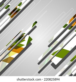 Abstract futuristic geometric shapes, dynamic illustration.