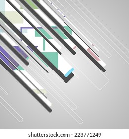 Abstract futuristic geometric shapes, dynamic illustration.