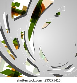 Abstract futuristic geometric shapes, dynamic illustration.