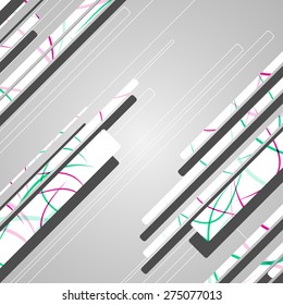 Abstract futuristic geometric shapes, dynamic illustration.
