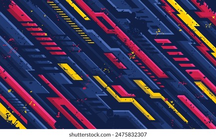Abstract futuristic geometric stripes racing sport jersey fabric template