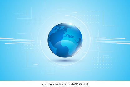 abstract futuristic global network digital technology blue globe design innovation concept background