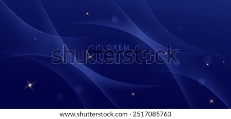 Abstract futuristic glowing blue curve lines on dark blue background. Vector illustration