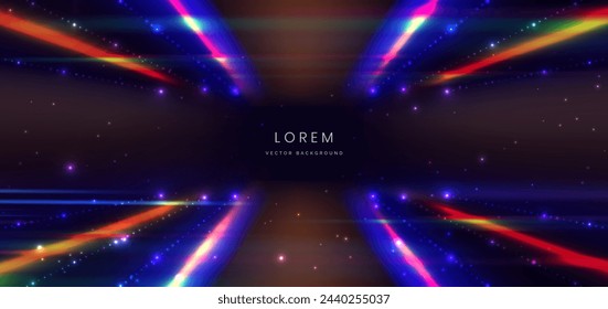 Abstract futuristic glowing blue and red light ray with lighting effect on dark blue background. Vector illustration