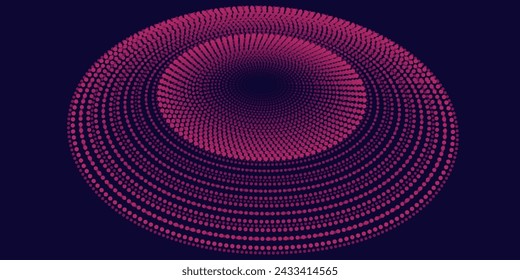 Abstract futuristic glowing circle lines on dark purple background. Modern shiny gradient geometric lines pattern. Future technology concept. eps 10