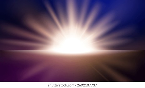 Raios de Ouro Brilhantes Futuristas Ressuscitando no Fundo Escuro, Ilustração Vetorial