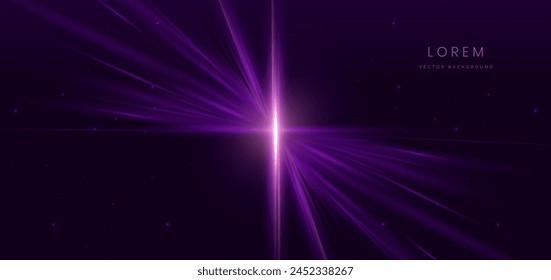 Abstract futuristic glowing purple light ray on dark background. Vector illustration