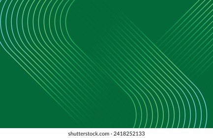 abstract futuristic glowing rounded stripe lines on green.