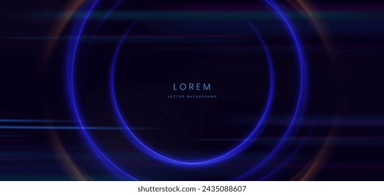 Abstract futuristic gold and blue curved glowing and light effect on dark blue background. Vector illustration