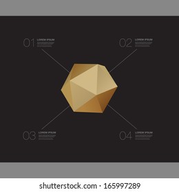 Abstract futuristic golden 3D low-poly shape infographic design with your text  Eps 10 vector illustration 